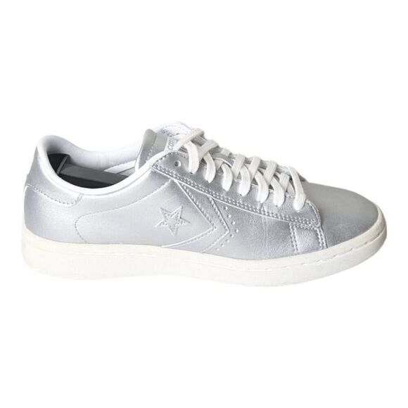 NWOB CONVERSE Pro Leather Low 'Silver' Sneakers Size 6.5 - Picture 7 of 9